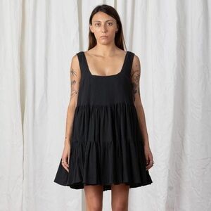 Ali Golden Tiered Black Full Tank Dress Sz M/L